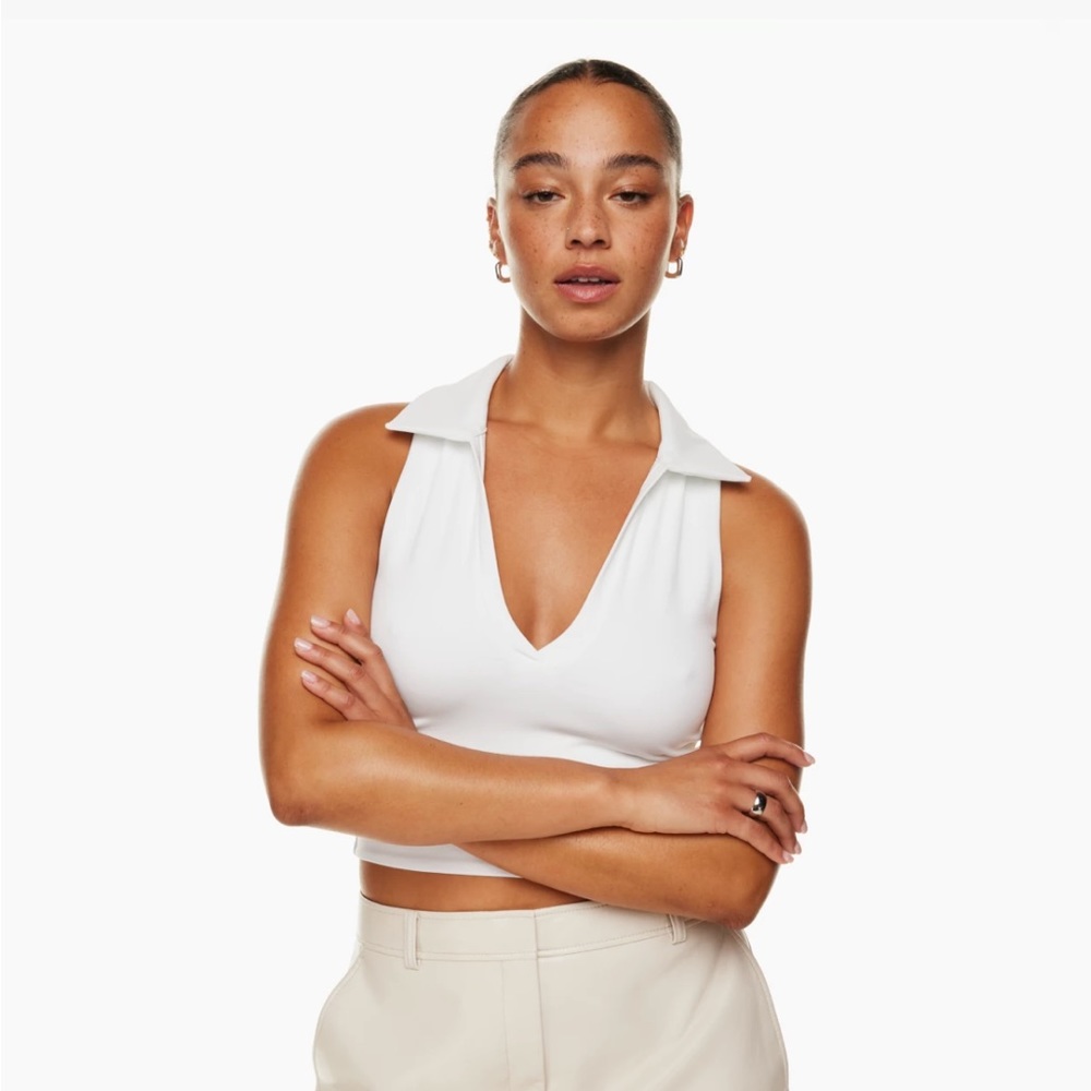 Aritzia Babaton Contour Polo Tank White